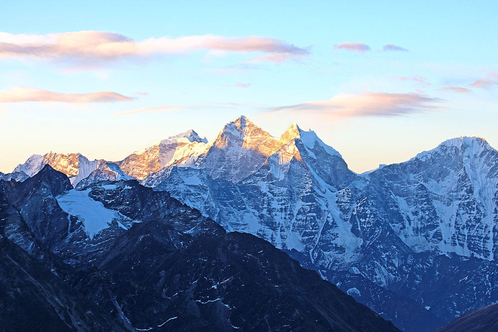 Lovely sunrise view from Kala Patthar near Everest Base Camp in April. 