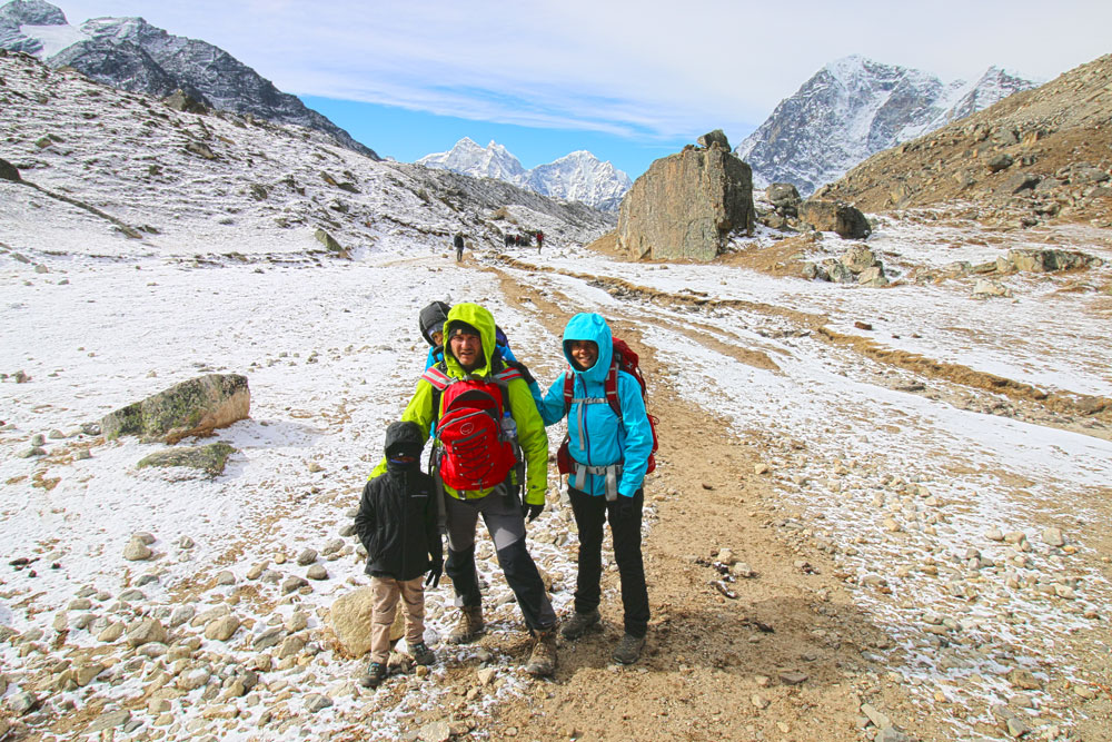 Trekking after a fresh snow fall. 