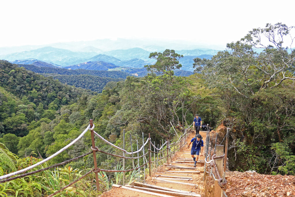 How hard is Mount Kinabalu to climb? Lots of steep steps make it very tiring on the legs. 