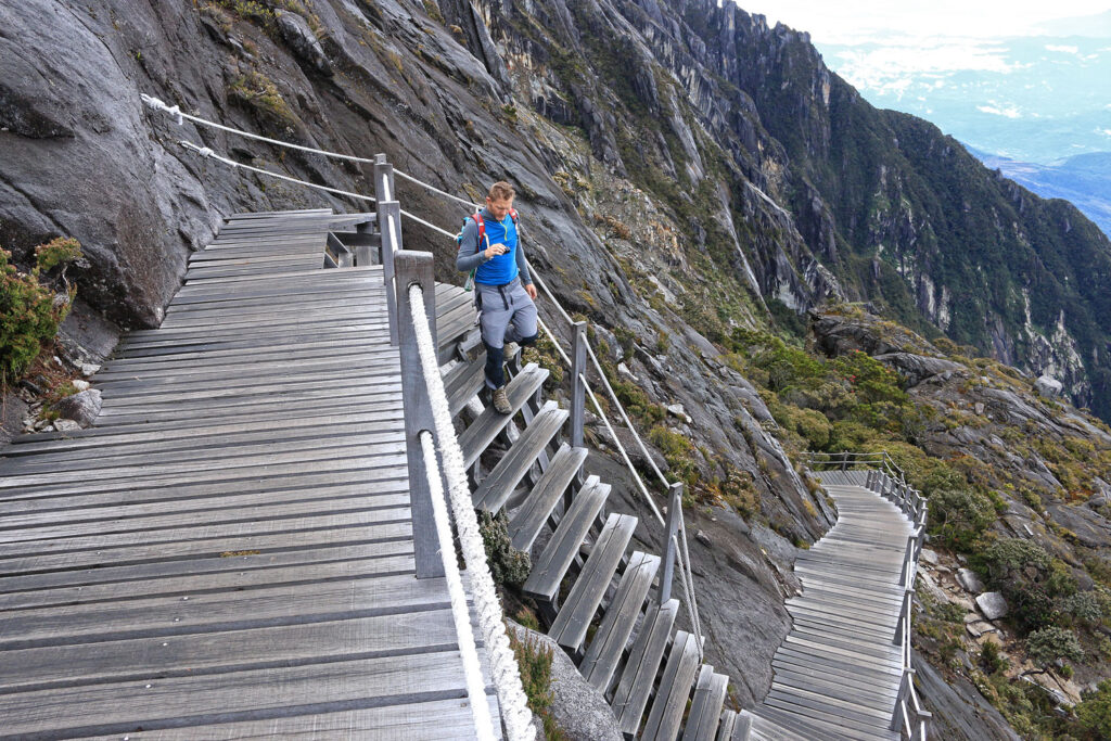 How hard is Mount Kinabalu to climb? Steep steps all the way to the summit makes this a challenging climb. 